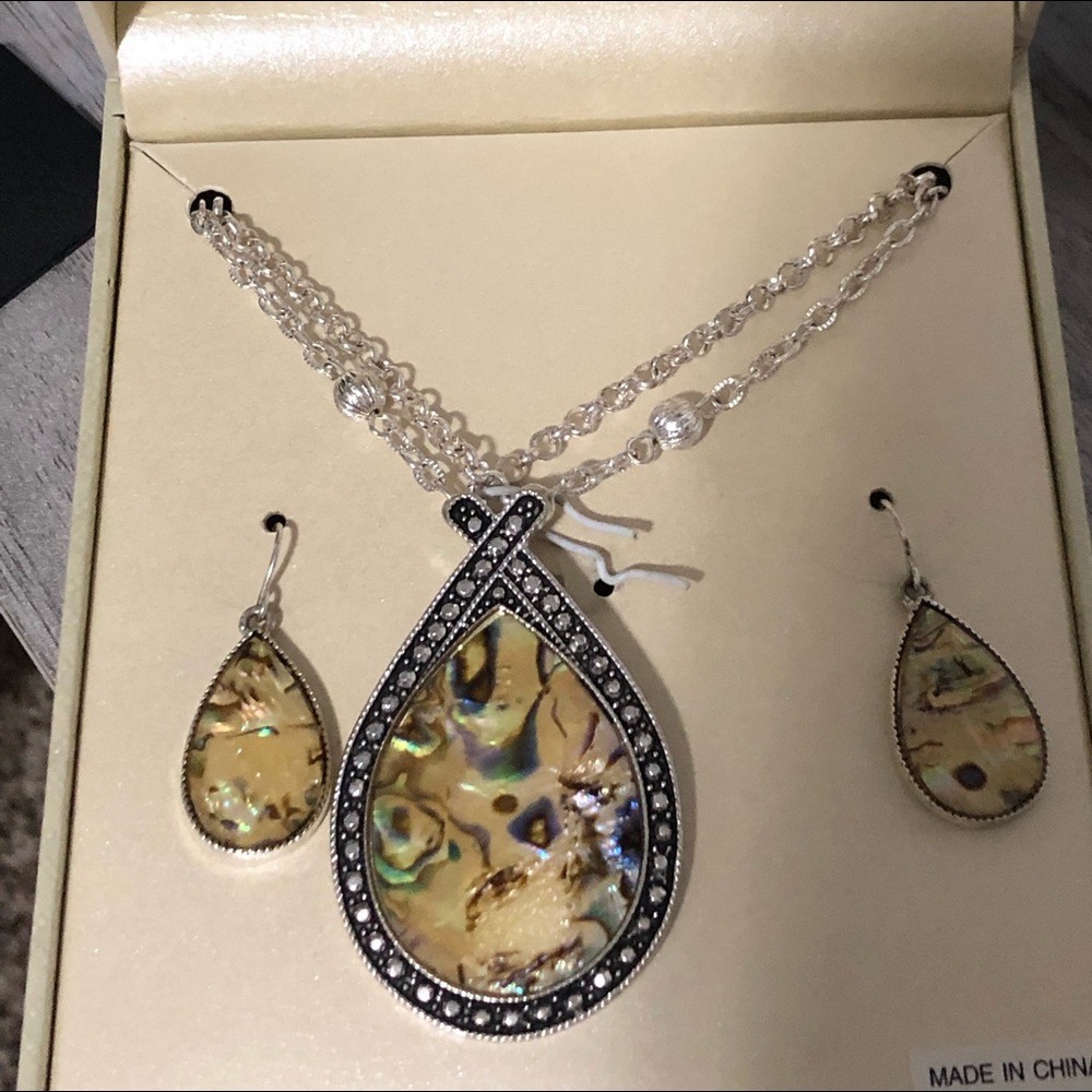 Silver Tone Necklace and Earring Set